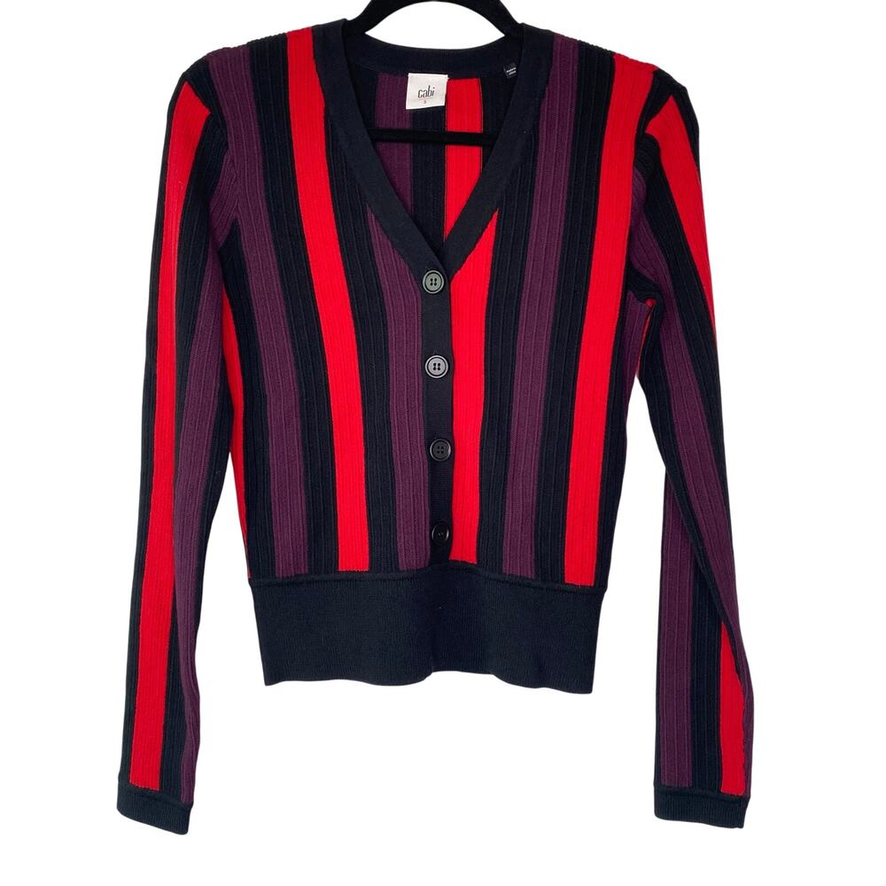 Cabi Royal Striped Cardigan Size Small Retro Dark Academia Twee Workwear